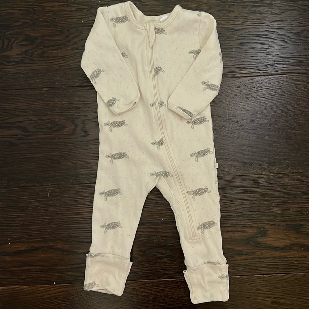 Wilson and Frenchy Organic Pointelle Zipsuit with Feet - Tiny Turtle